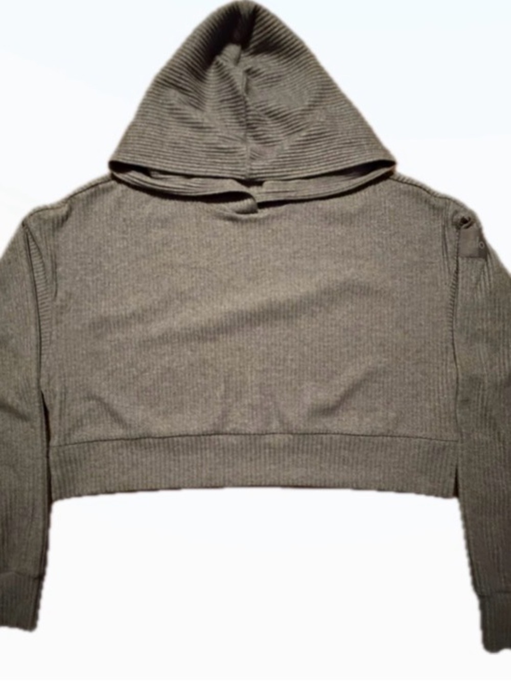 ALO Ribbed Cropped Hoodie Gray Small - Picture 4 of 9
